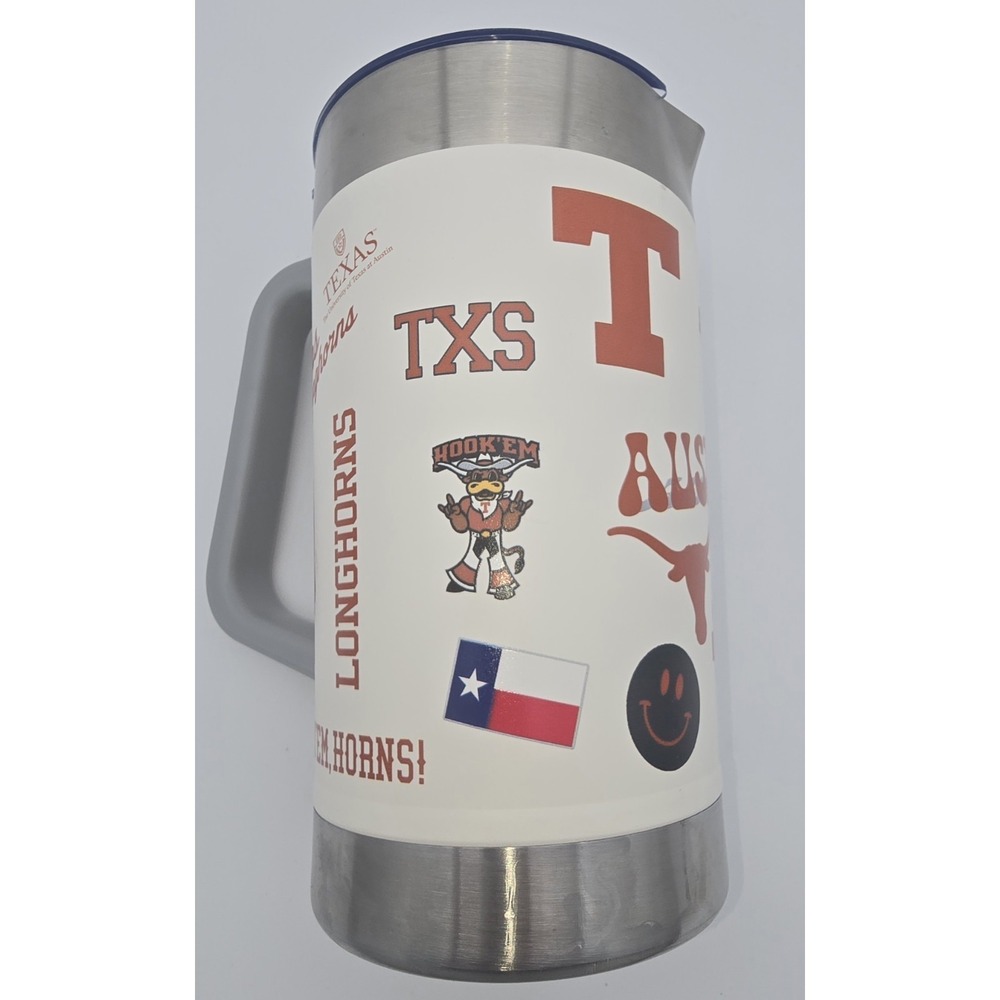 Texas Longhorn 64 Oz Hook 'Em Horns Pitcher New Stainless Steel - Picture 2 of 4